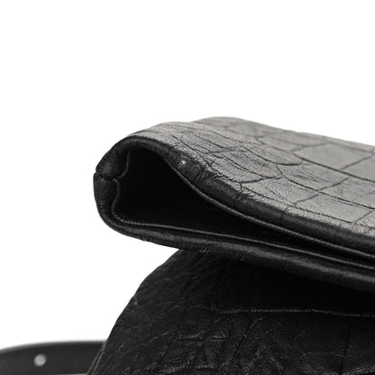 Saint Laurent Calfskin Crocodile Embossed Medium West Hollywood Monogram Fold-Over Black 14 of 14