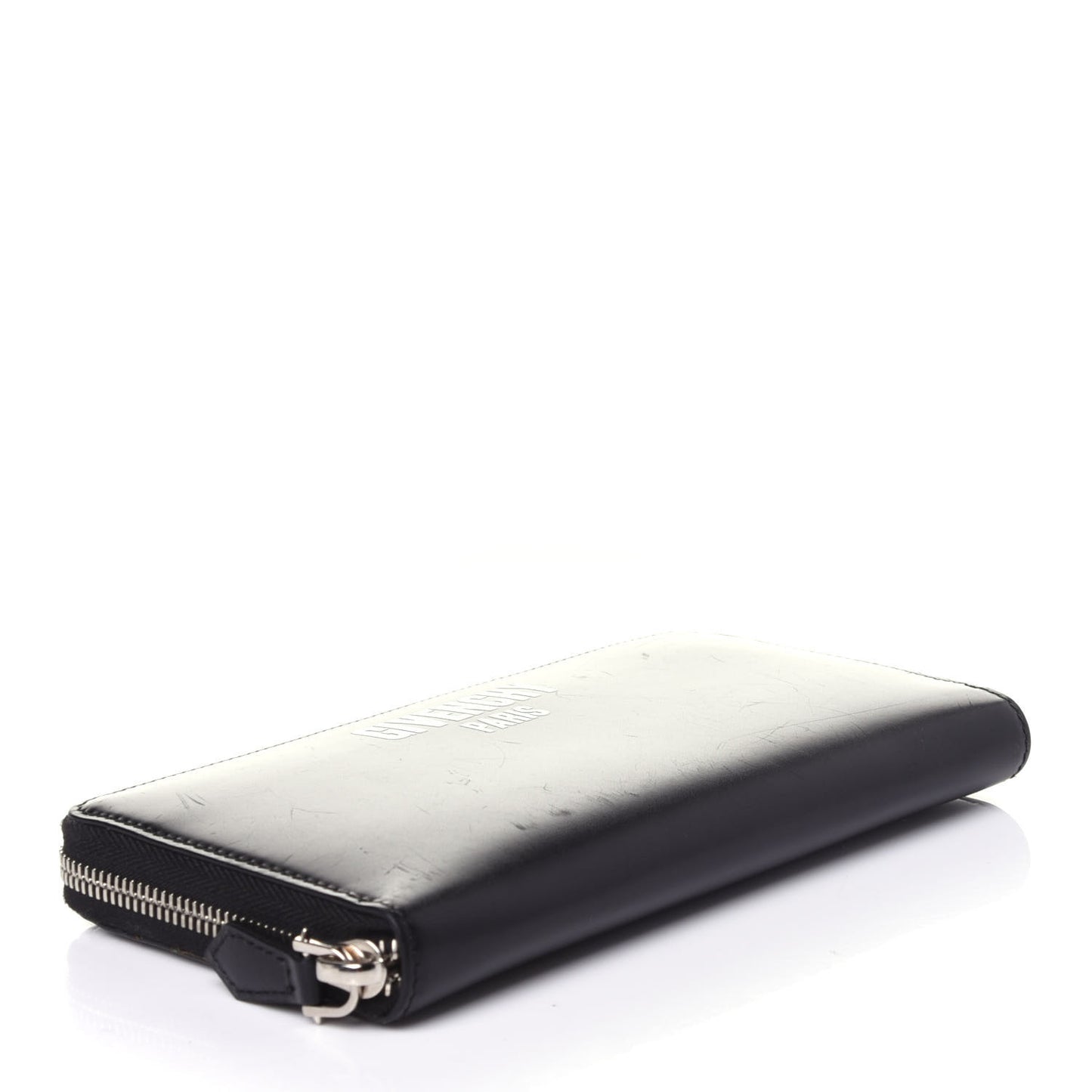 Calfskin Logo Zip Around Wallet Black