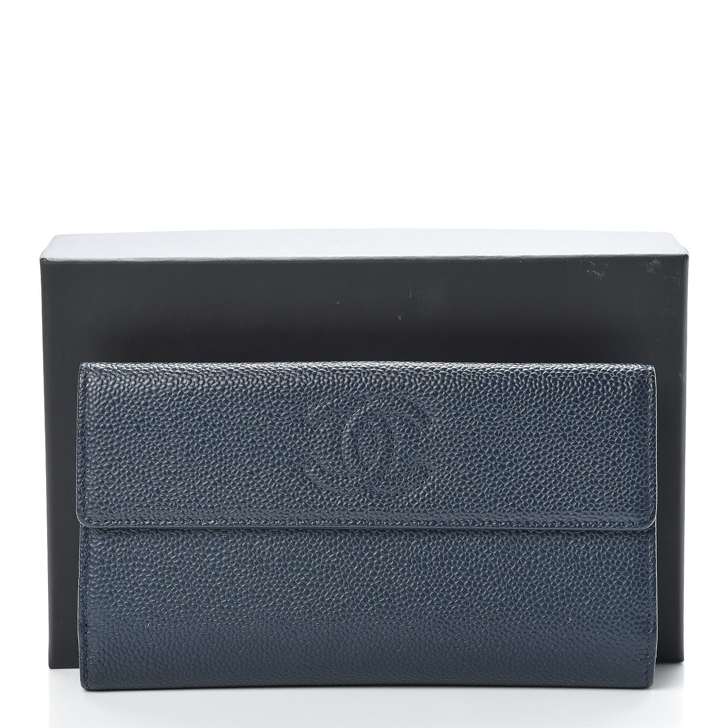 Chanel Caviar Timeless CC Large Flap Wallet Navy Blue 11 of 11