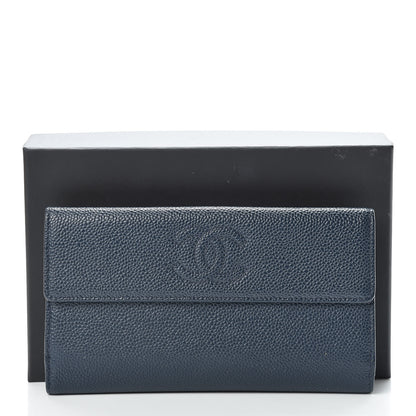 Chanel Caviar Timeless CC Large Flap Wallet Navy Blue 11 of 11