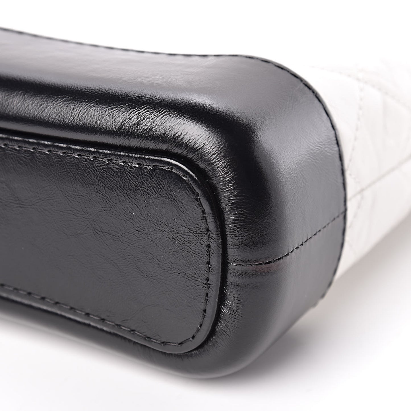 Aged Calfskin Quilted Small Gabrielle Hobo Black White