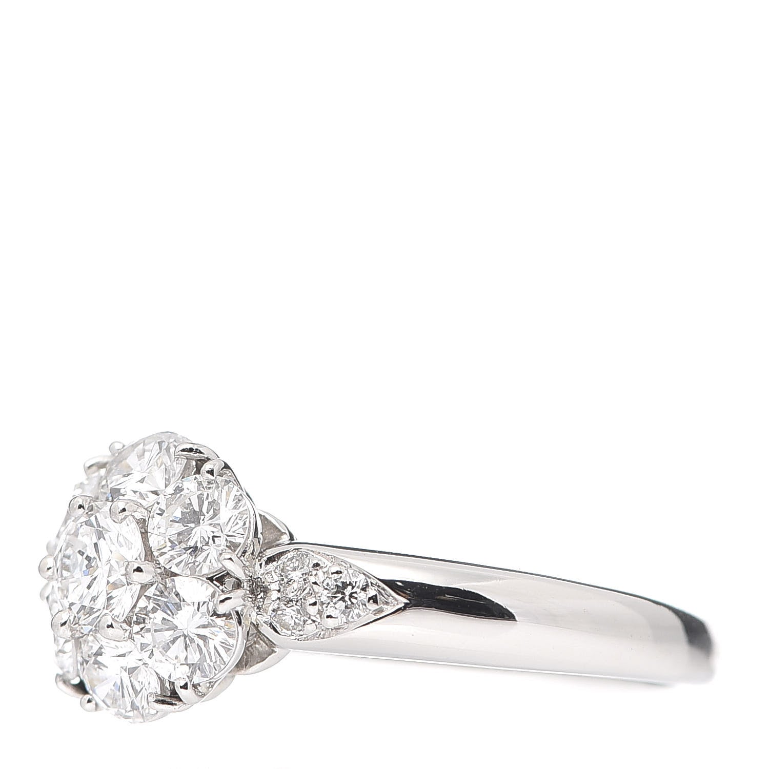 Van Cleef & Arpels Platinum Diamond 1.16ctw Large Fleurette Ring 53 6.25 3 of 6