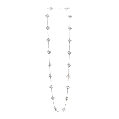 Van Cleef & Arpels 18K White Gold 20 Motifs Guilloche Vintage Alhambra Necklace 3 of 5