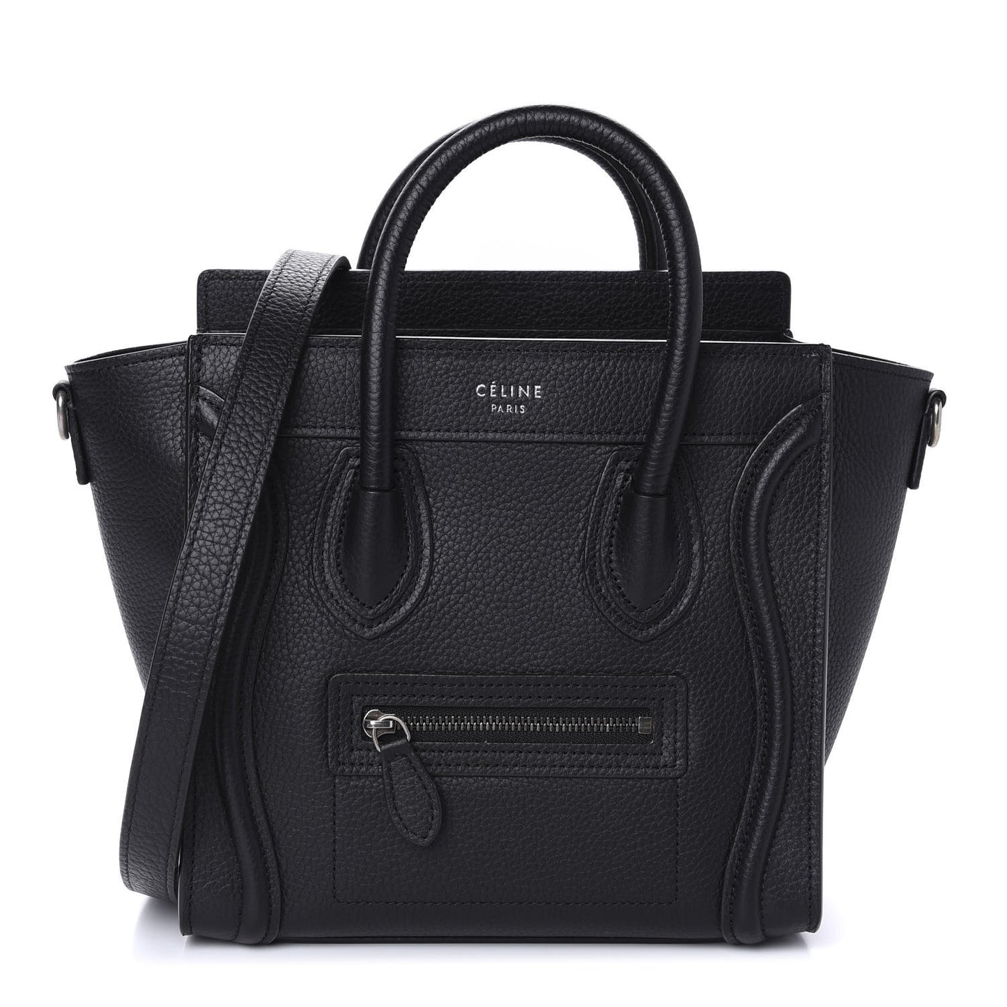 Drummed Calfskin Nano Luggage Black