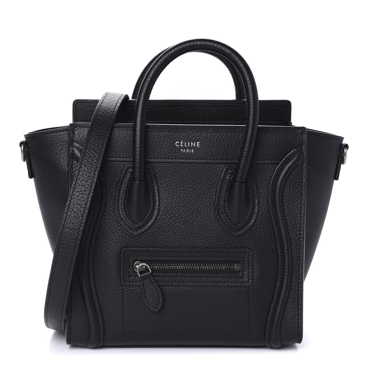 Celine Drummed Calfskin Nano Luggage Black 1 of 9