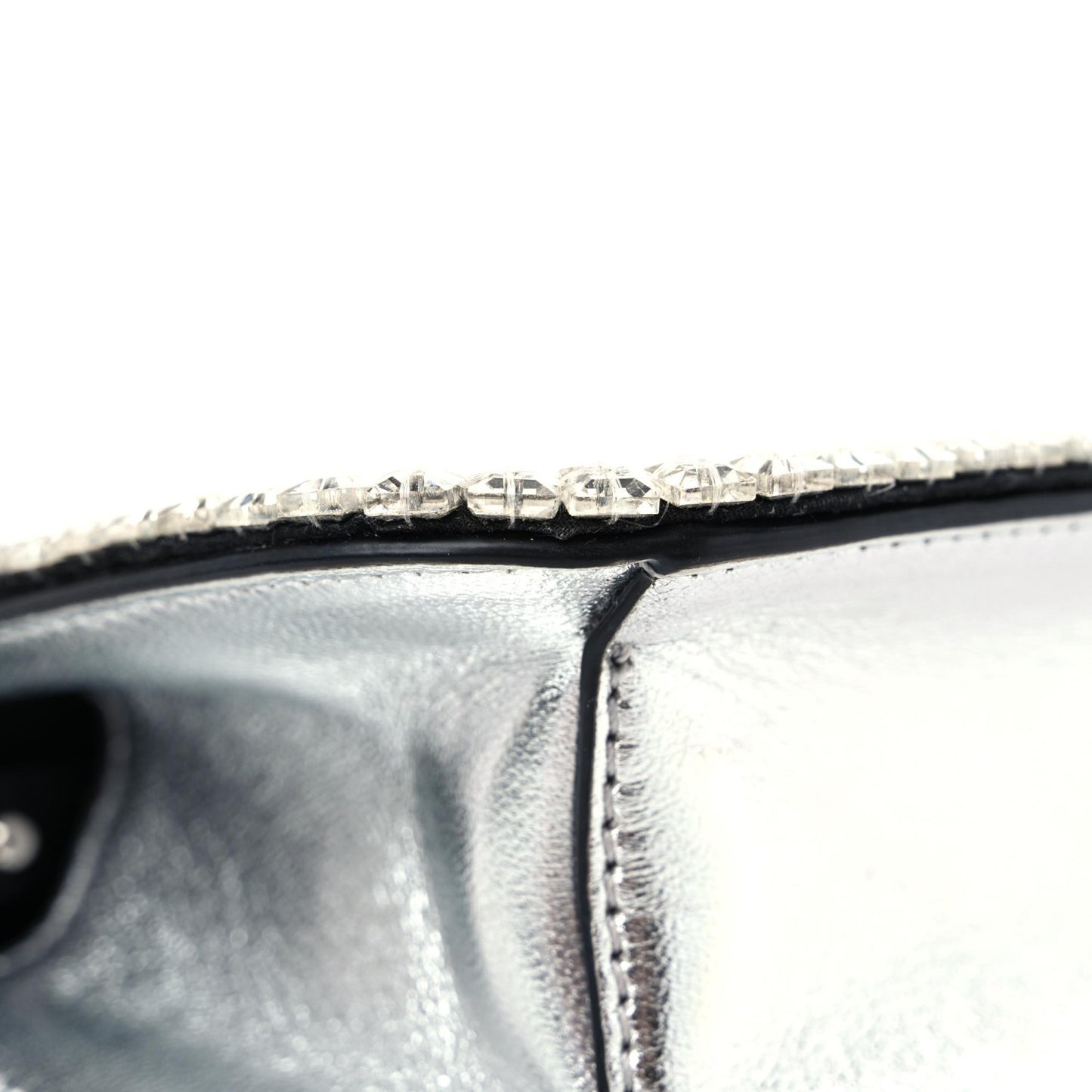 Swarovski Crystal Embroidered Vlogo Small Loco Shoulder Bag Crystal Silver