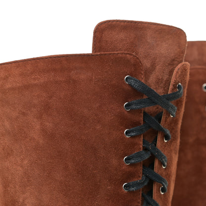 Chanel Suede Patent Calfskin Over The Knee Boots 39.5 Brown White Black 6 of 22