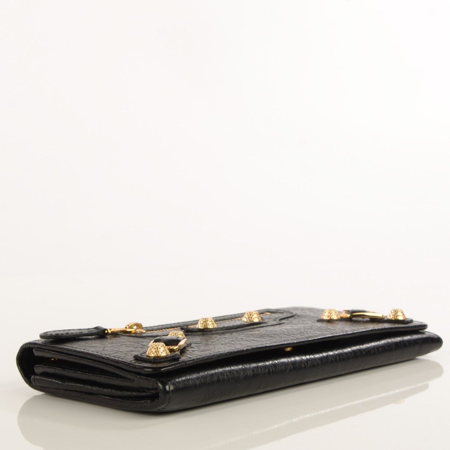 Agneau Giant 12 Gold Hardware Money Wallet Black