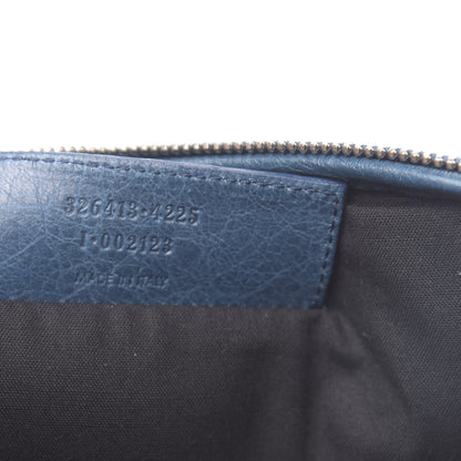 Balenciaga Agneau Arena Classic Silver Hardware Porte iPad Case Bleu Mineral 7 of 11