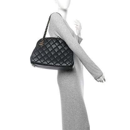 Chanel Aged Calfskin Large Just Mademoiselle Bowling Bag Black 2 of 10