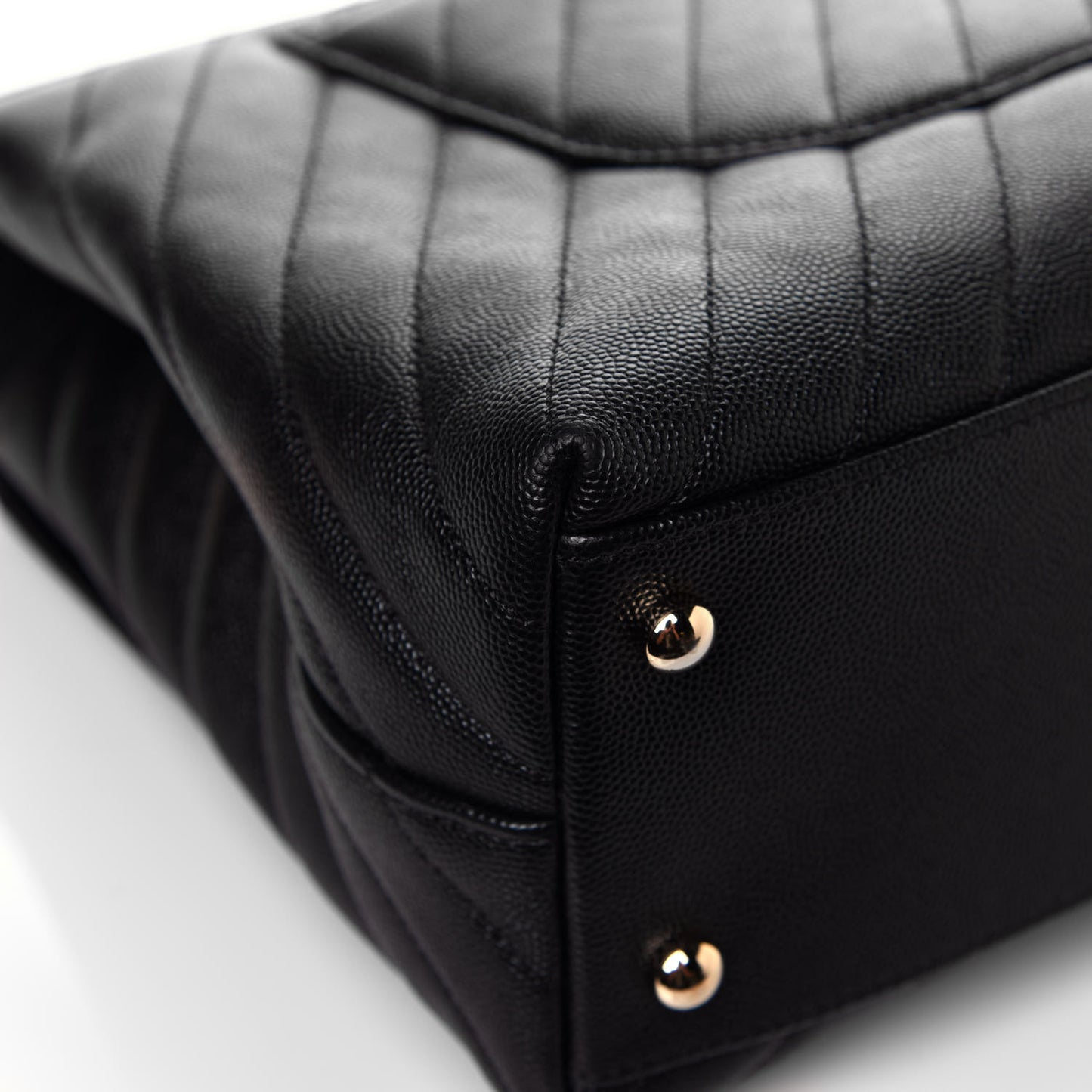Caviar Chevron Quilted Medium Coco Handle Flap Black