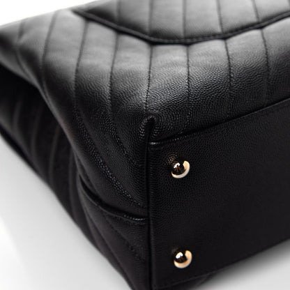 Chanel Caviar Chevron Quilted Medium Coco Handle Flap Black 10 of 13