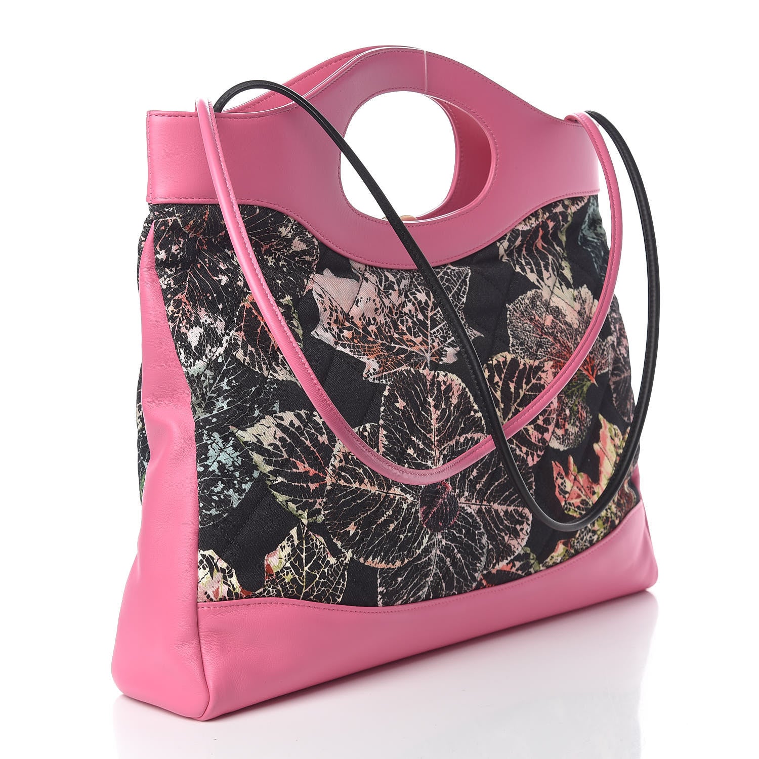 Chanel Calfskin Canvas Printed Medium 31 Shopping Bag Pink Black 3 of 11