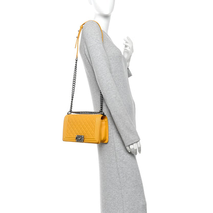 Chanel Lambskin Quilted Medium Boy Flap Yellow 2 of 17
