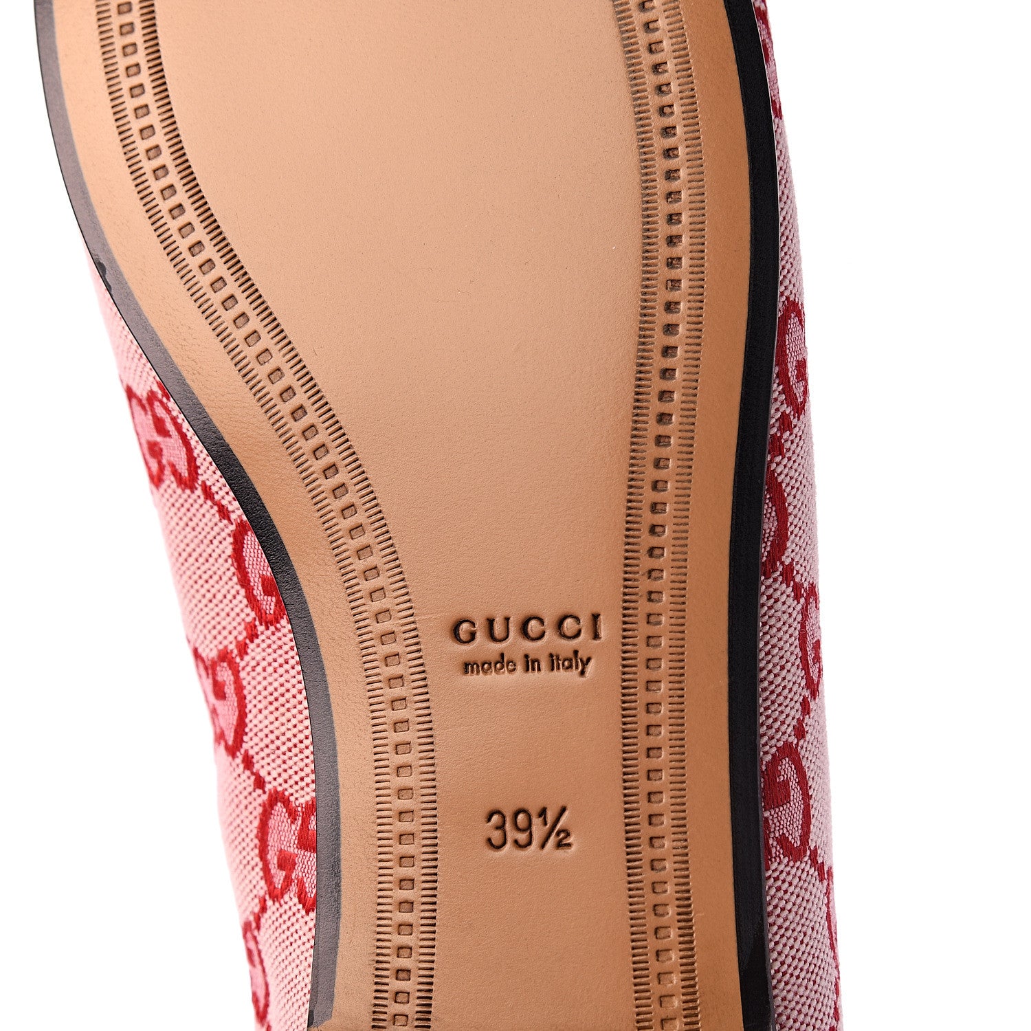 Gucci Canvas GG Monogram Horsebit Womens Jordaan Loafers 39.5 Gardenia Hibiscus Red 9 of 11