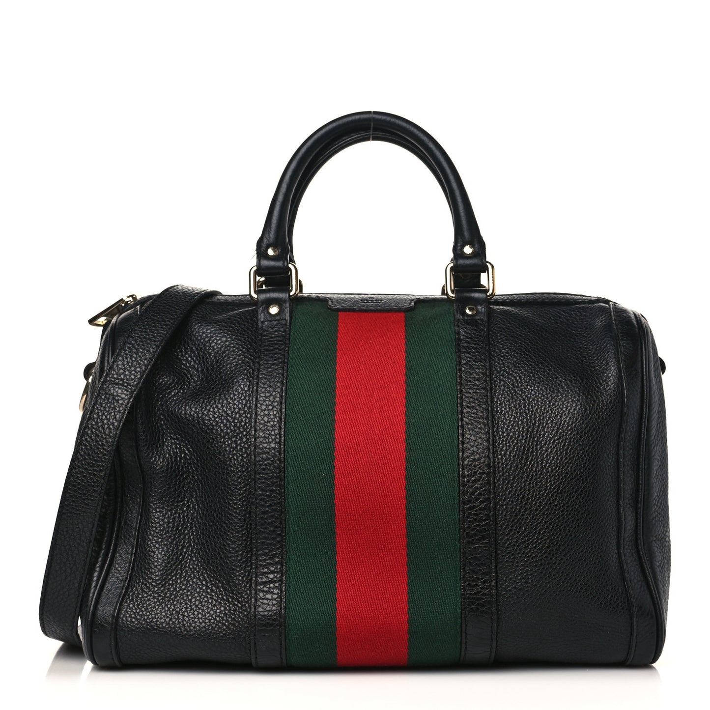 Calfskin Vintage Web Medium Boston Black