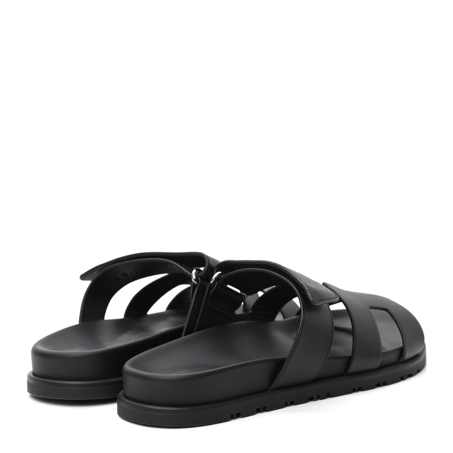 Hermes Calfskin Womens Chypre Sandals 38.5 Black 3 of 7
