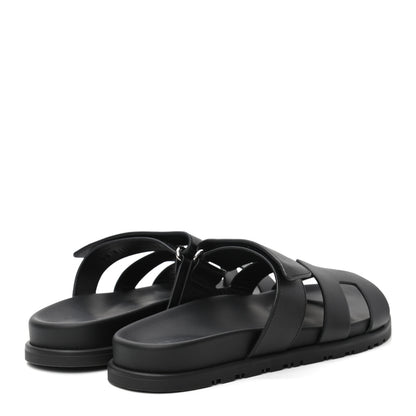 Hermes Calfskin Womens Chypre Sandals 38.5 Black 3 of 7