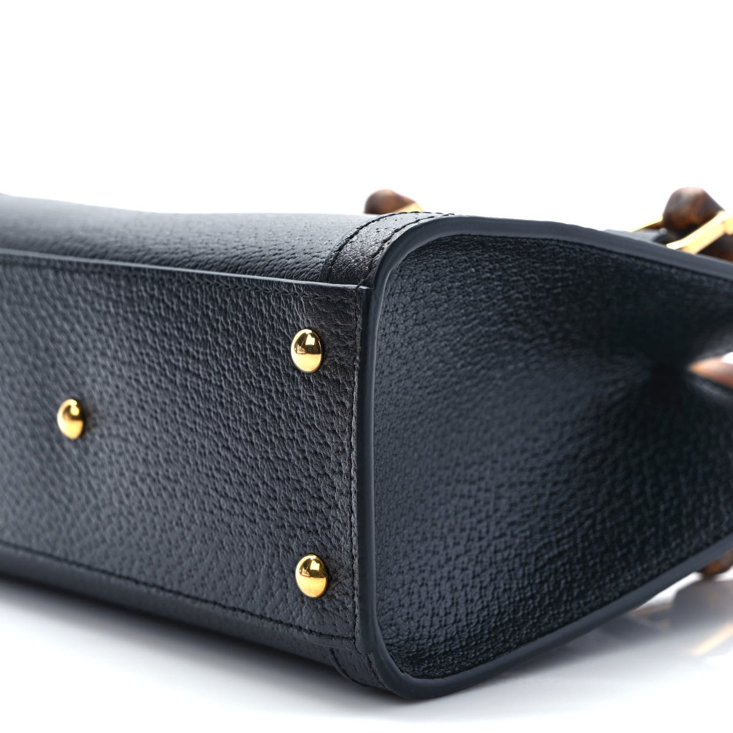 Textured Dollar Calfskin Web Mini Diana Tote Bag Black