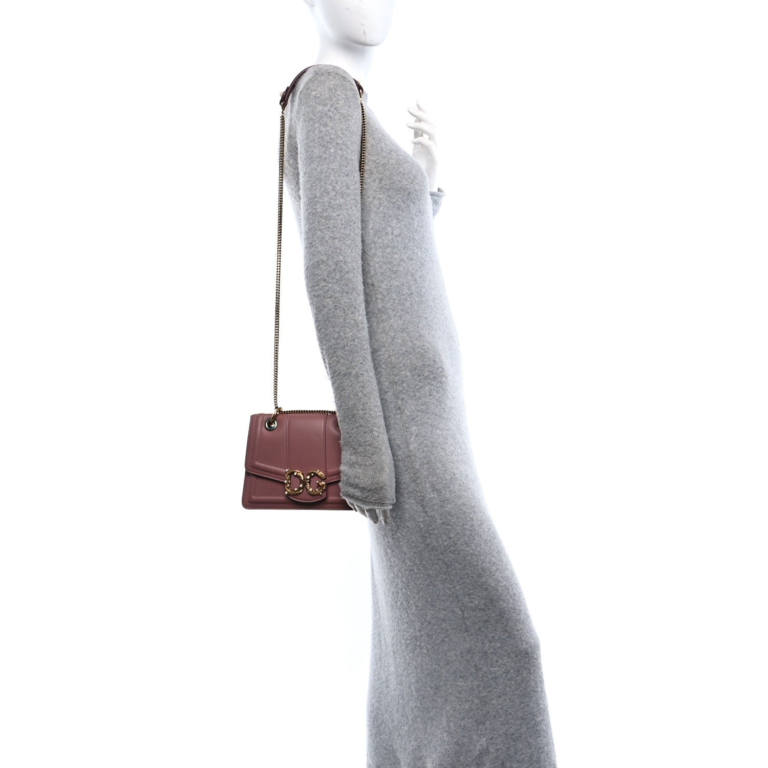 Dolce & Gabbana DOLCE GABBANA Smooth Calfskin Small DG Amore Envelope Bag Pink 2 of 9