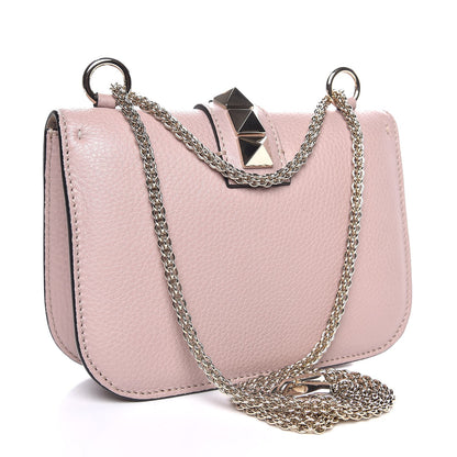 Valentino Garavani Pebbled Calfskin Small Glam Lock Rockstud Flap Poudre 4 of 11