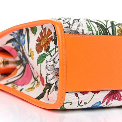 Gucci Canvas Medium Flora Tote White Multicolor Orange Fluo 9 of 15
