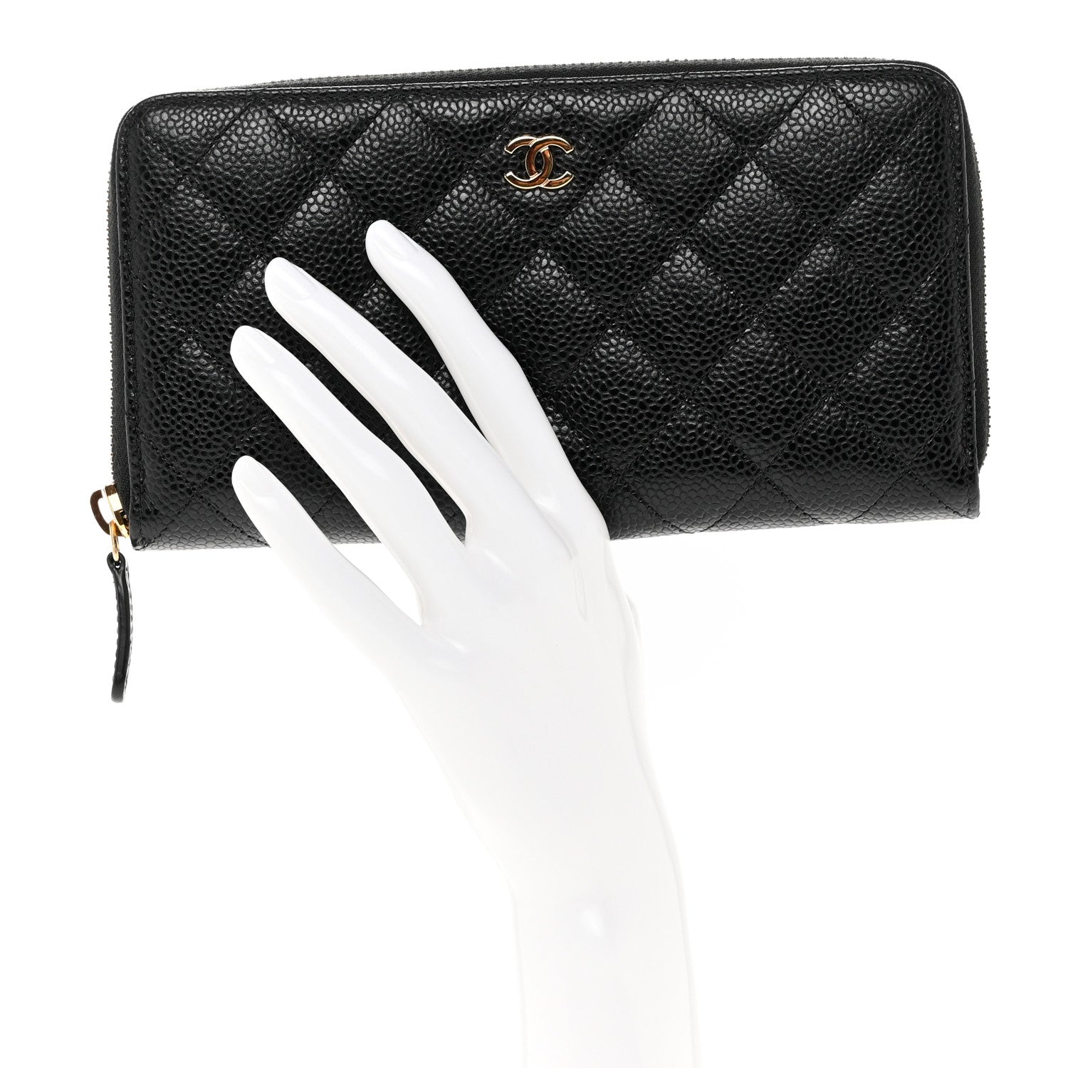 Chanel Caviar Quilted Large Gusset Zip Around Wallet Black 2 of 9