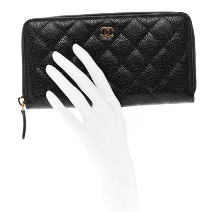 Chanel Caviar Quilted Large Gusset Zip Around Wallet Black 2 of 9