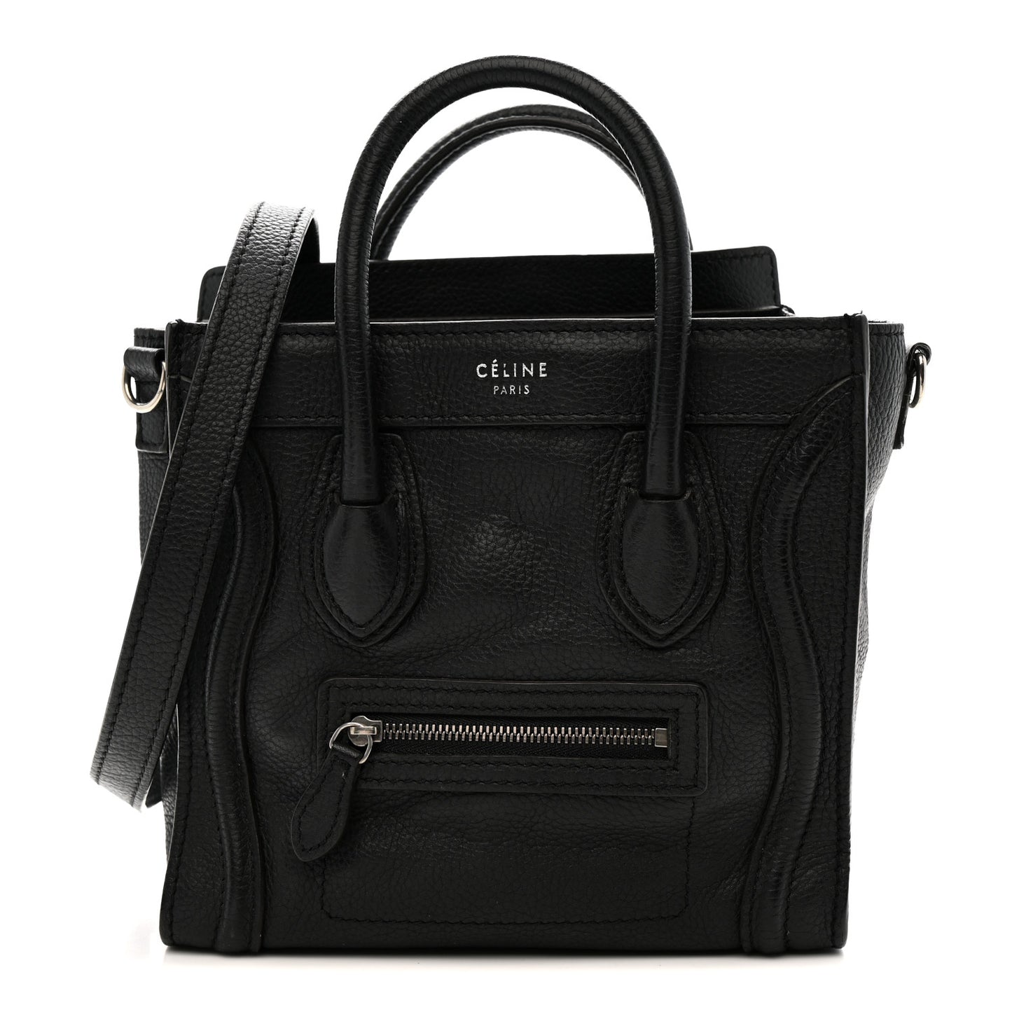 Drummed Calfskin Nano Luggage Black