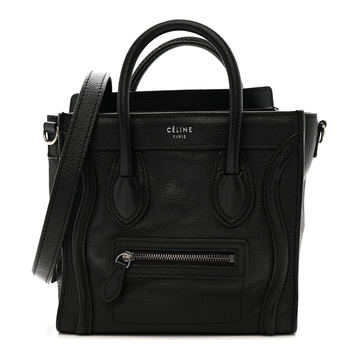 Celine Drummed Calfskin Nano Luggage Black 1 of 15