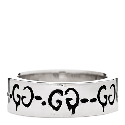 Gucci Sterling Silver Narrow GucciGhost Hamlet Skull Ring 46 3.75 3 of 6
