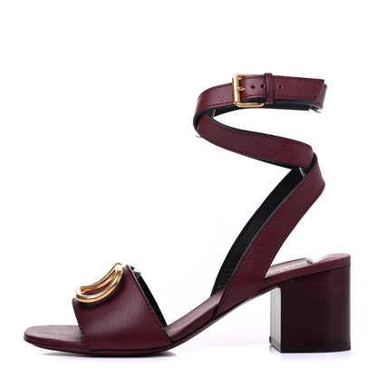 Valentino Garavani Grainy Cowhide VLogo 60mm Sandals 39.5 Rubin 1 of 13