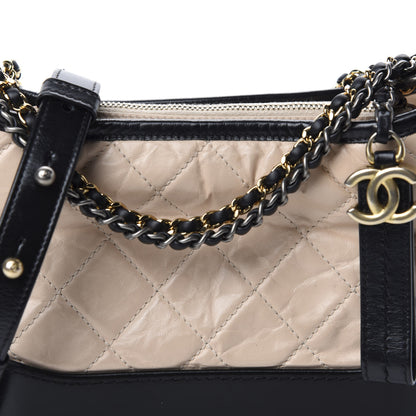 Chanel Aged Calfskin Quilted Small Gabrielle Hobo Beige Black 11 of 12