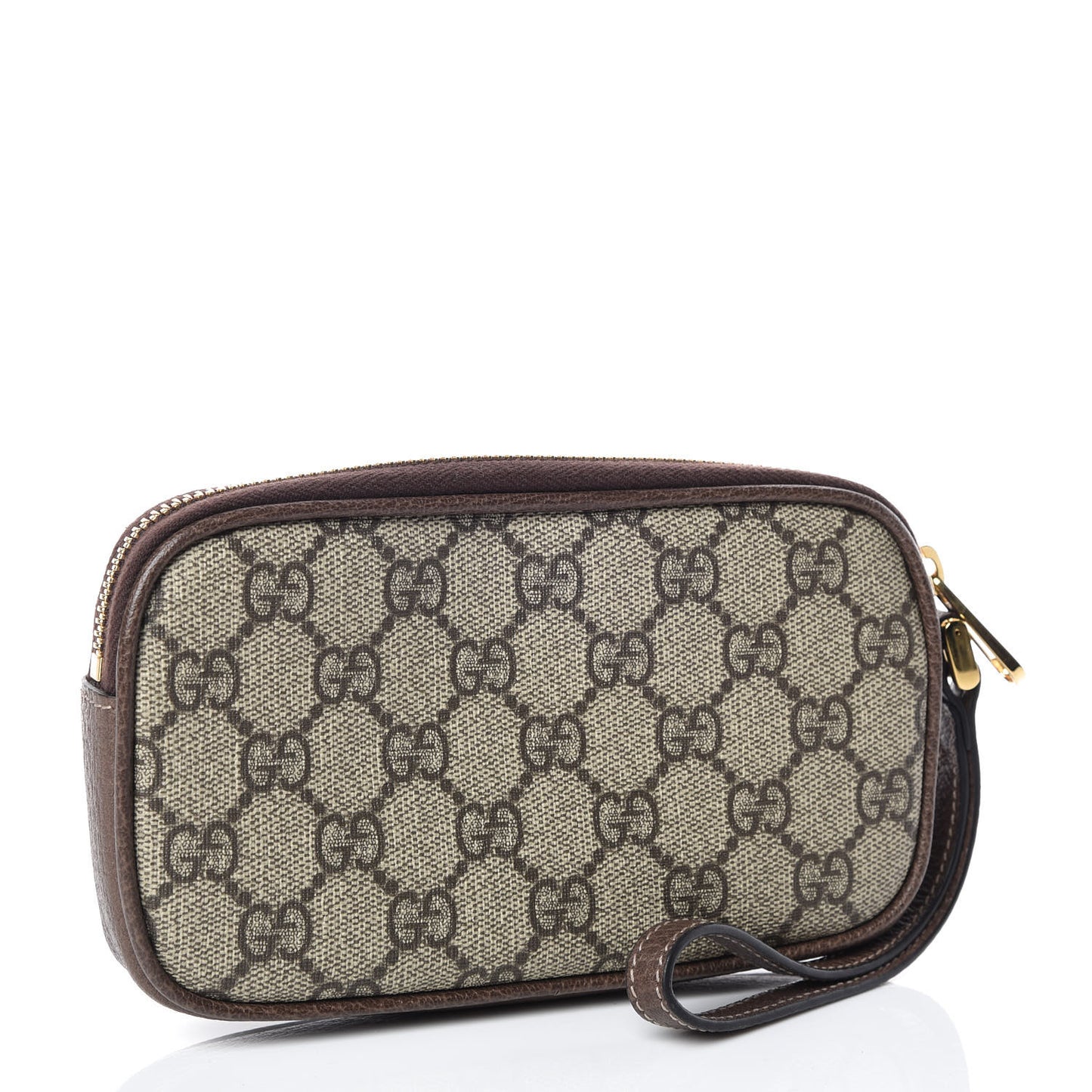 GG Supreme Monogram Ophidia Phone Case Wristlet Brown