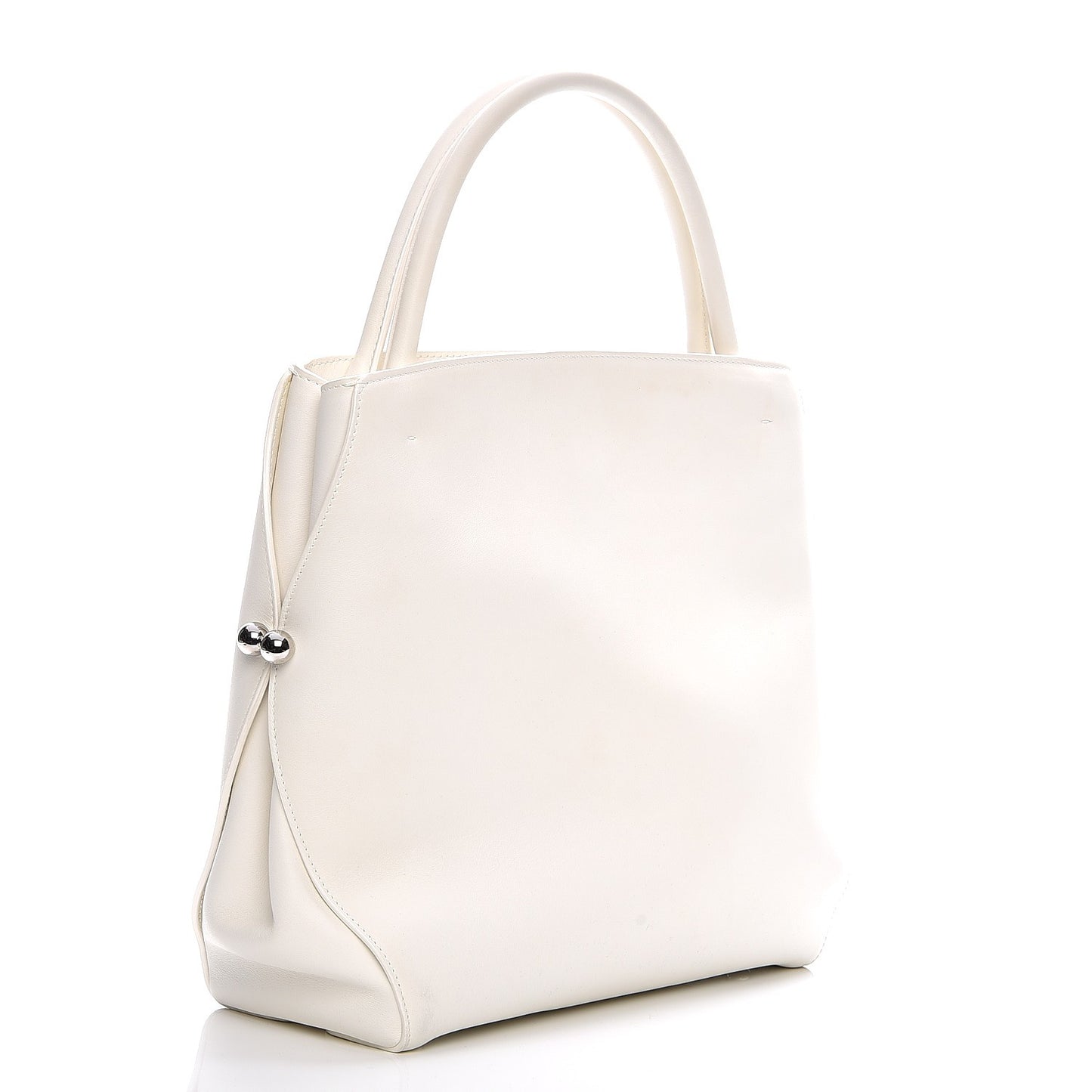 Calfskin Medium Bar Tote White