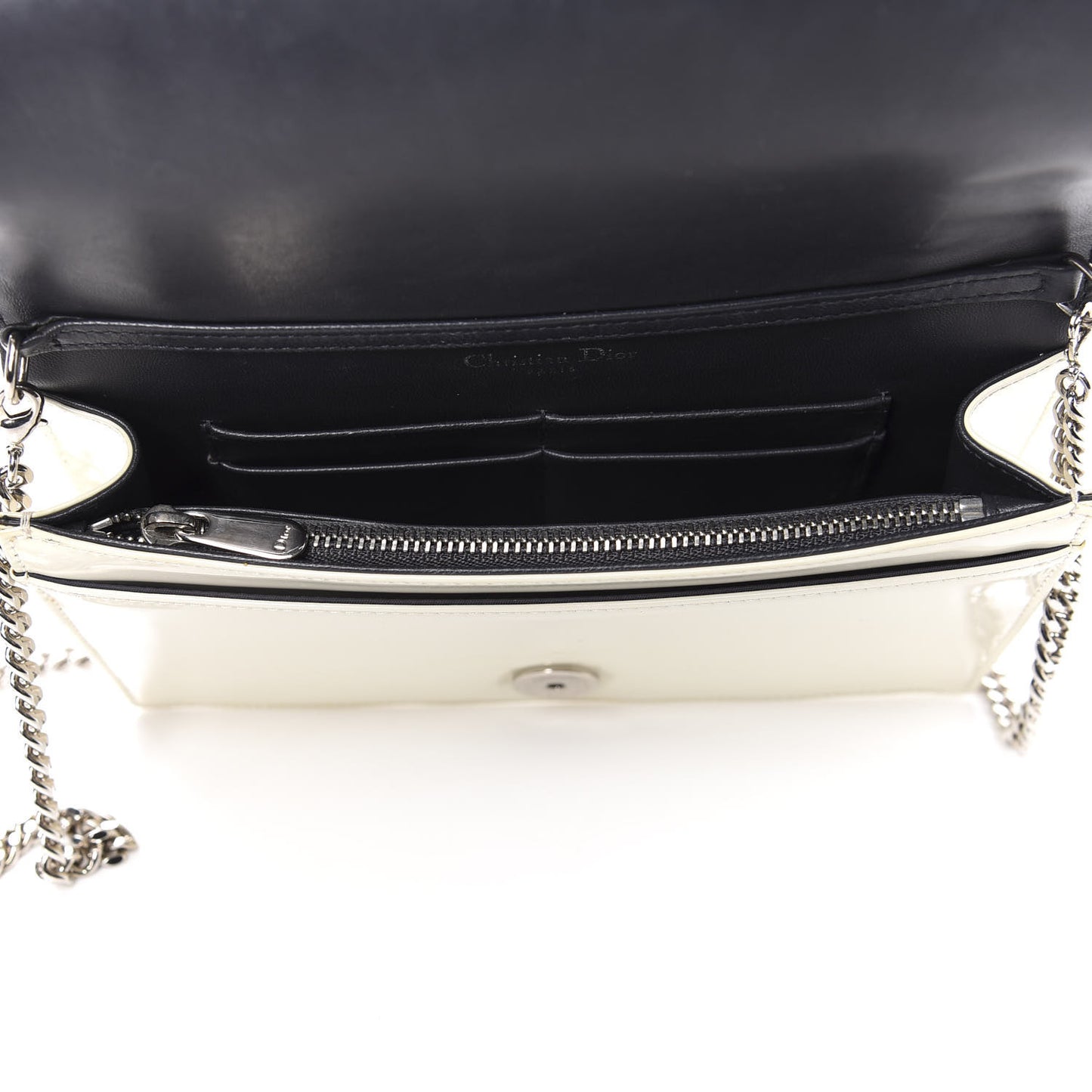 Patent Micro-Cannage Diorama Wallet on Chain Pouch White