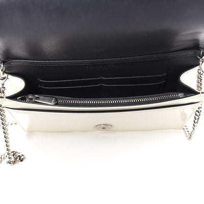Christian Dior Patent Micro-Cannage Diorama Wallet on Chain Pouch White 5 of 9