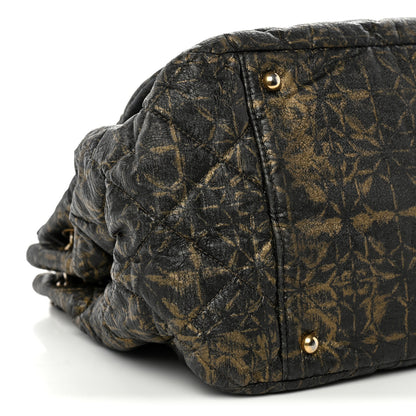 Chanel Nylon Printed Quilted Accordion Flap Black Gold 9 of 13