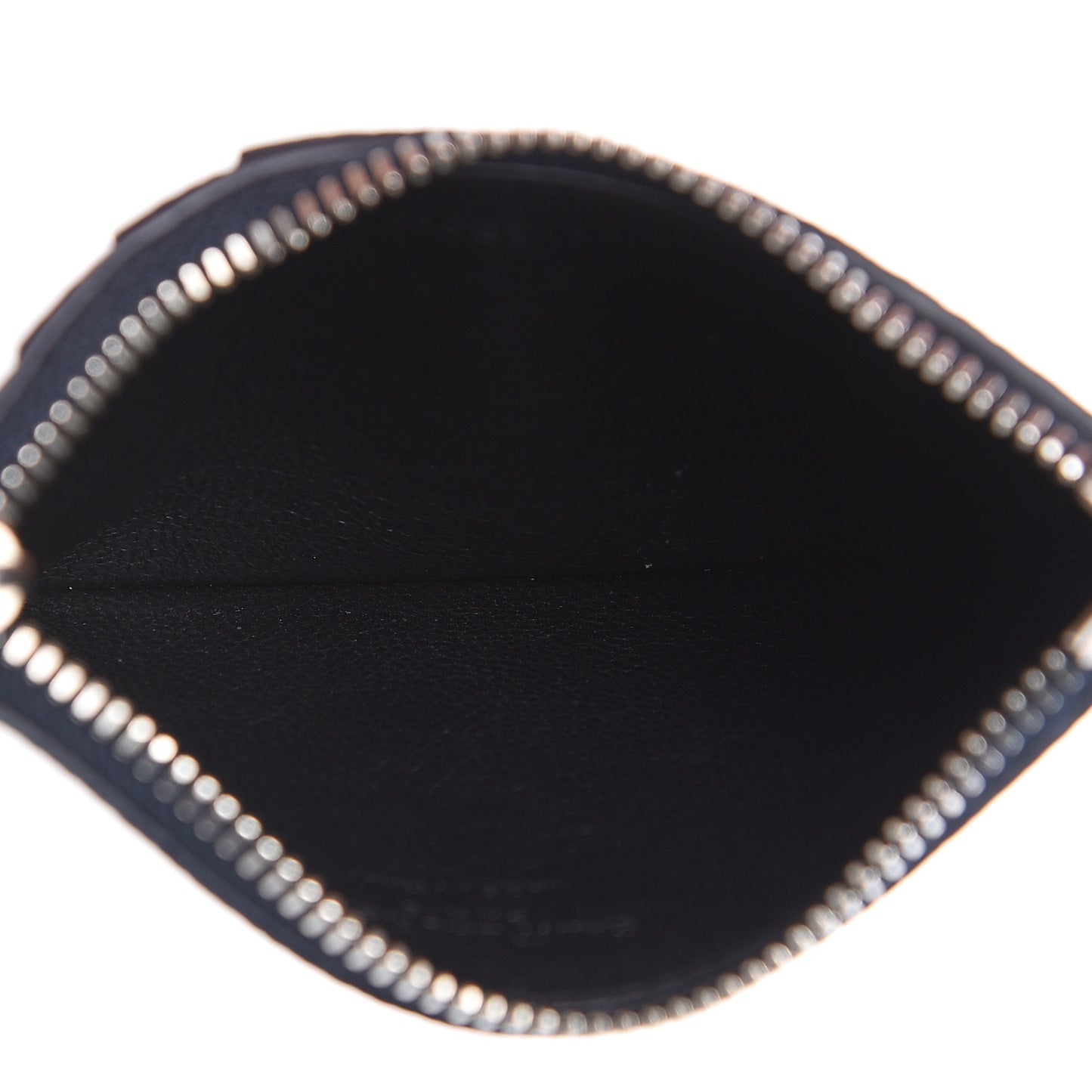 Grained Calfskin 5 Fragments Zip Pouch Card Holder Deep Marine