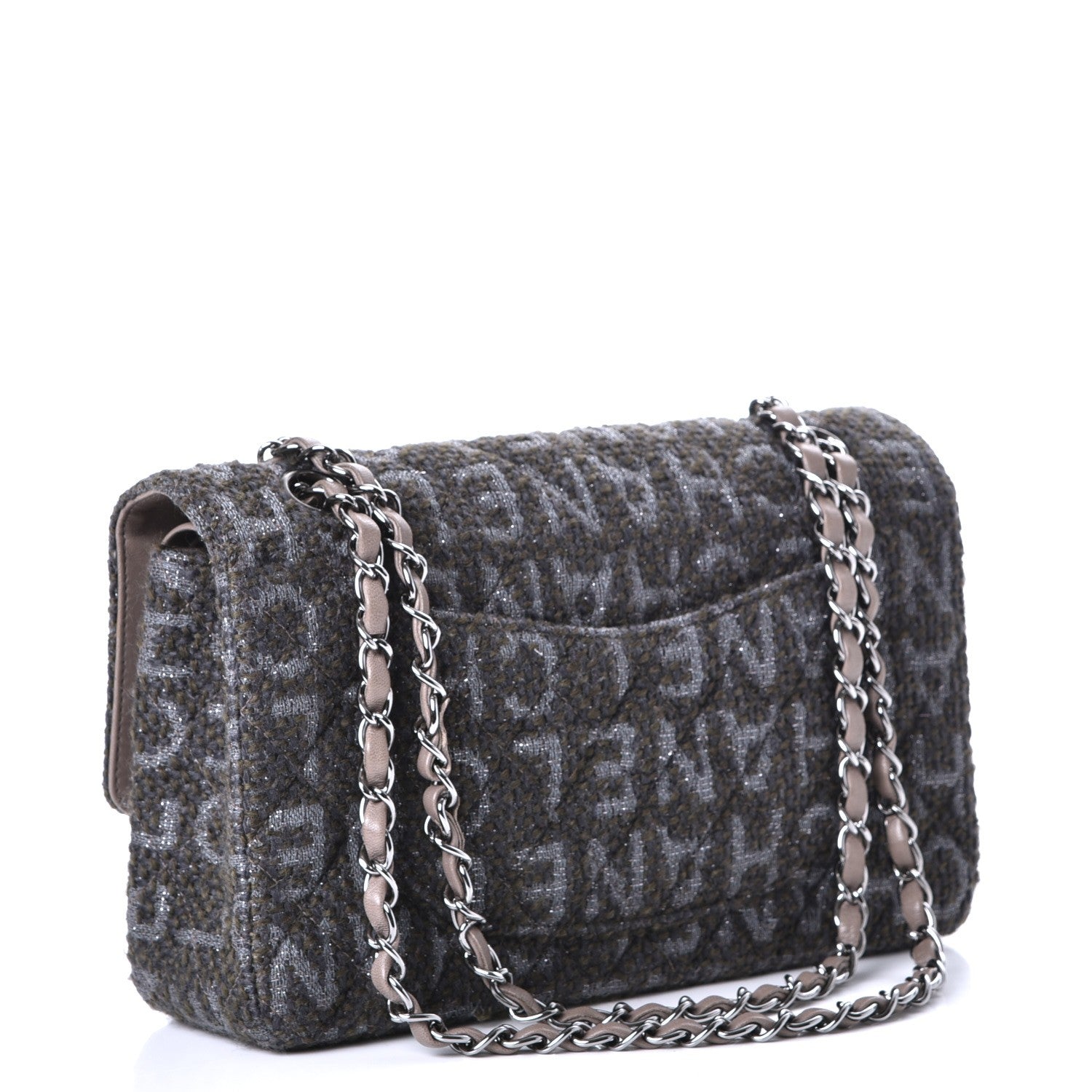 Chanel Tweed Quilted Medium Double Flap Grey 4 of 9