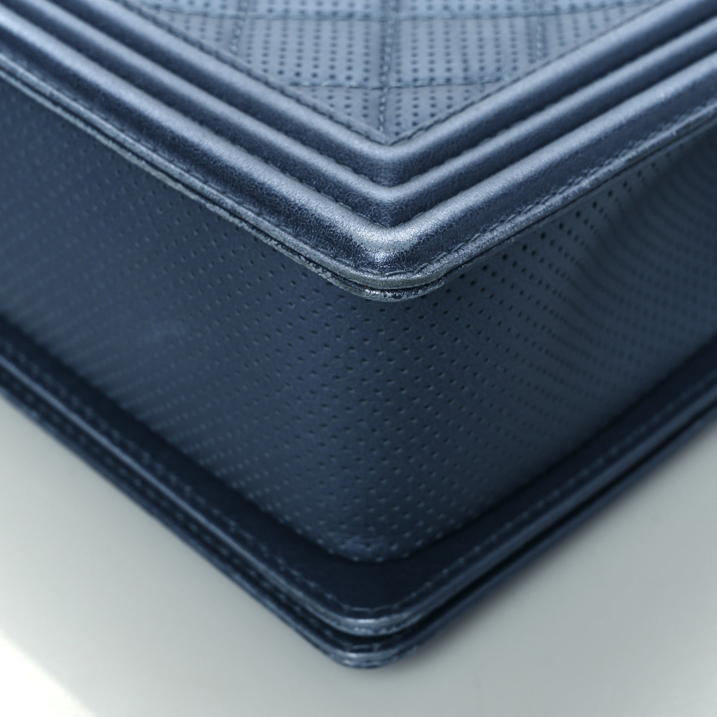 Perforated Lambskin Quilted New Medium Boy Flap Blue