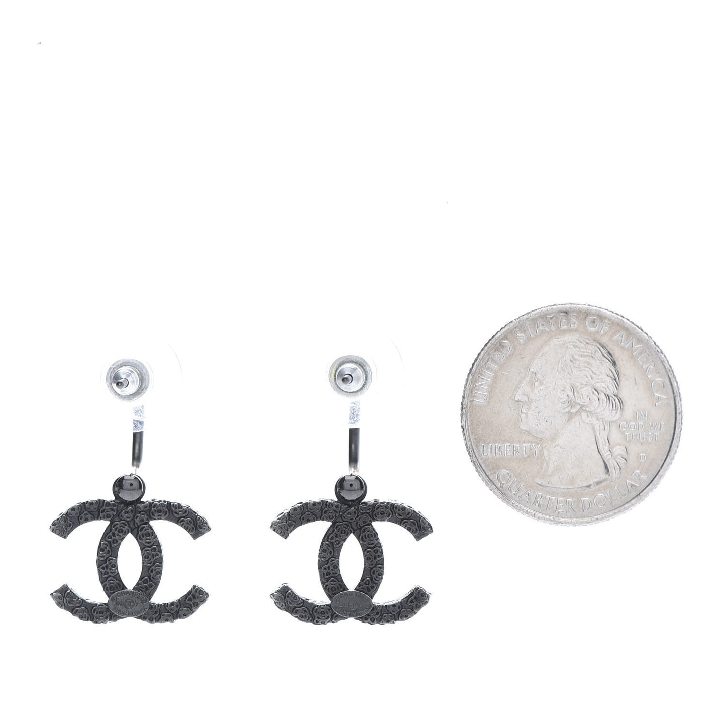CC Camellia Drop Earrings Black