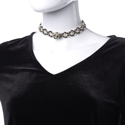Chanel Pearl Lambskin CC Chain Twist Choker Necklace Black Gold 2 of 4