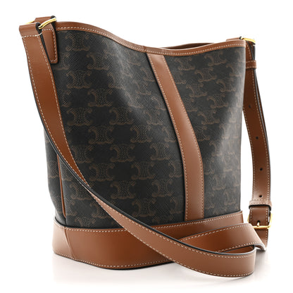 Celine Triomphe Canvas Calfskin Small Bucket Bag Tan 3 of 10