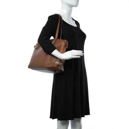 Burberry Derby Calfskin House Check Medium Welburn Tote Tan 2 of 21