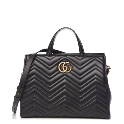 Gucci Calfskin Matelasse Medium GG Marmont Tote Black 1 of 10