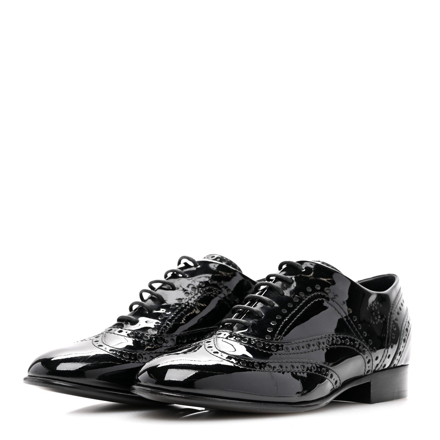 Chanel Patent Calfskin CC Brogue Lace Up Oxfords 36.5 Black 3 of 10