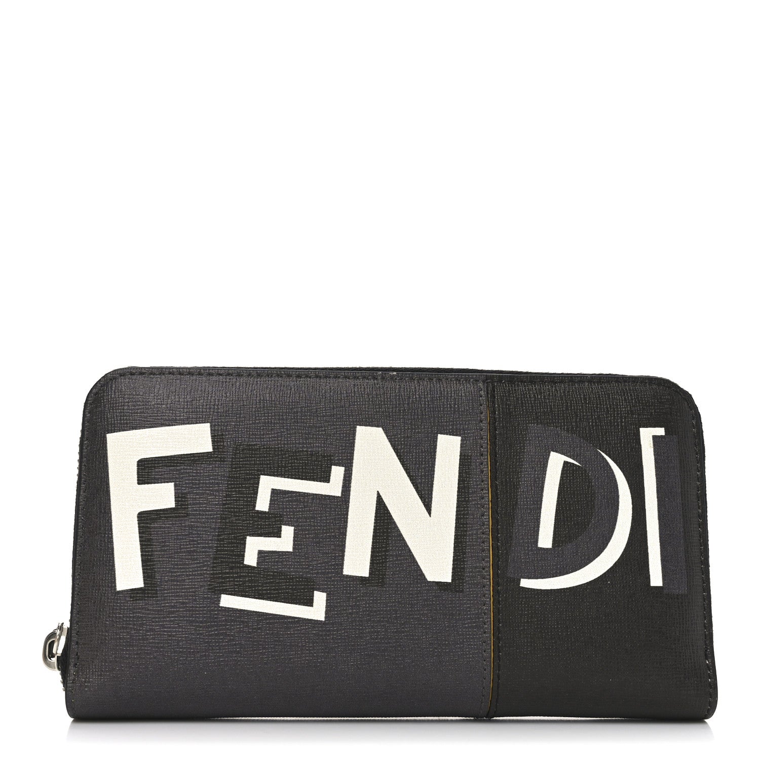 Fendi Vitello Elite Stampa Shadow Zip Around Wallet Asfalto Sunflower 1 of 8