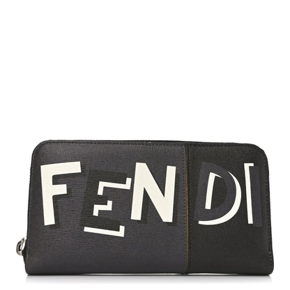 Fendi Vitello Elite Stampa Shadow Zip Around Wallet Asfalto Sunflower 1 of 8