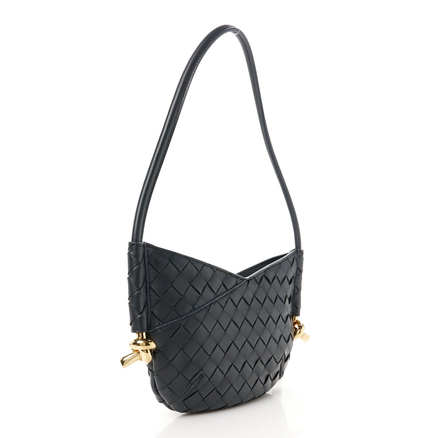 Nappa Intrecciato Mini Solstice Shoulder Bag Black